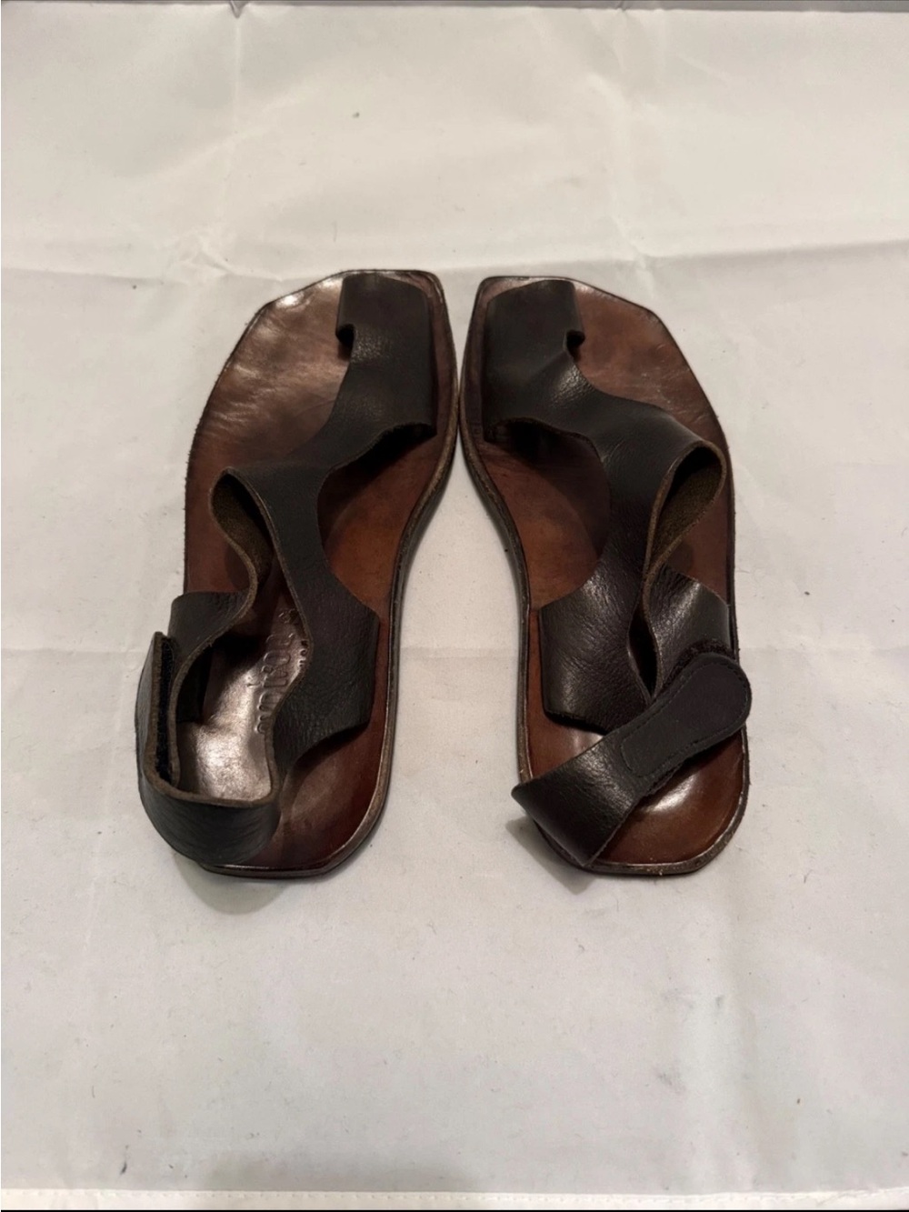 Cydwoq Leather Slide Sandals in Dark Brown